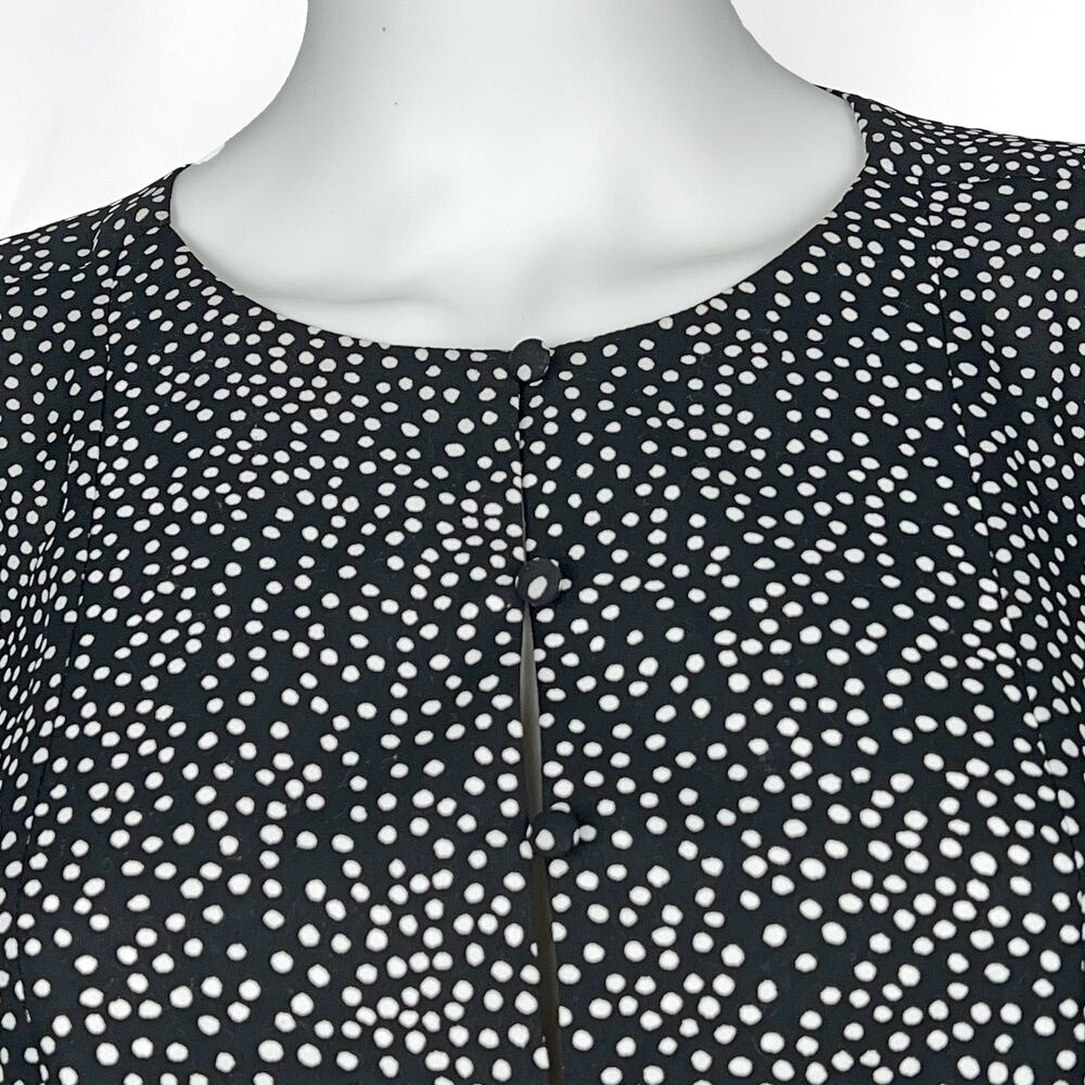 LOFT Polka Dot Long Sleeve 1/2 Button Up Blouse Top (Black/White | Size S) - Picture 5 of 8